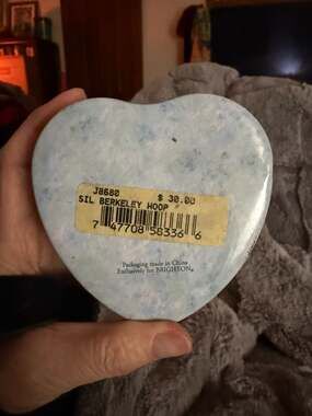 Brighton Silver Berkeley Hoop Blue Marble Heart Jewelry Tin Case